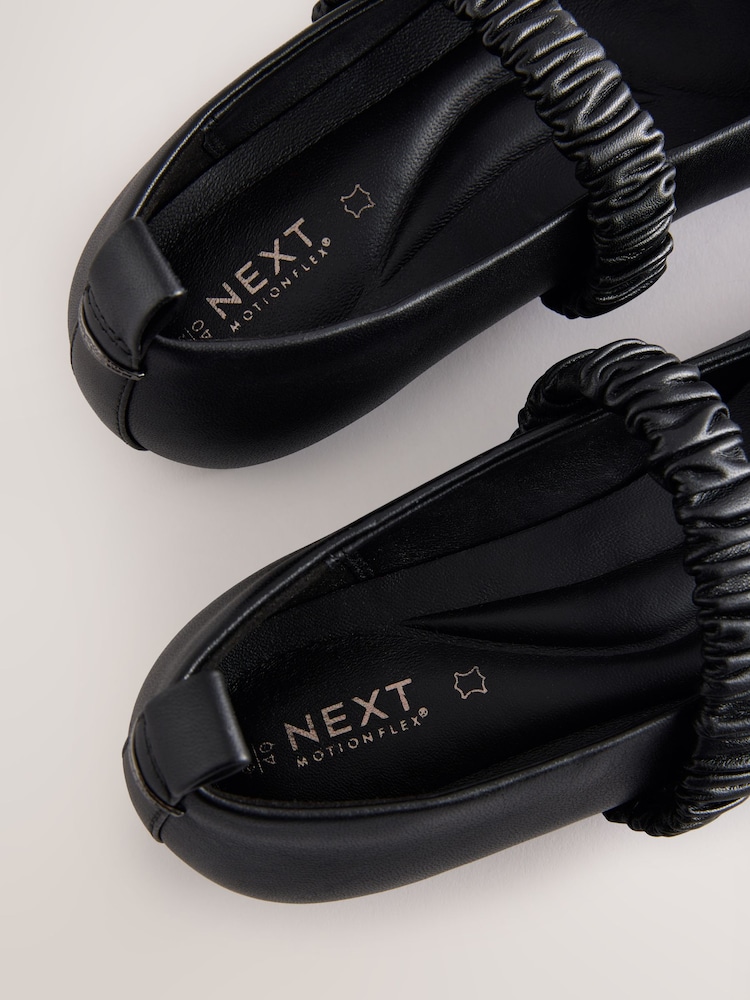 Black Standard Fit Forever Comfort® Premium Leather With Motionflex Ruched Mary Jane Shoes - Image 11 of 11
