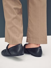 Black Standard Fit Forever Comfort® Premium Leather With Motionflex Ruched Mary Jane Shoes - Image 4 of 11