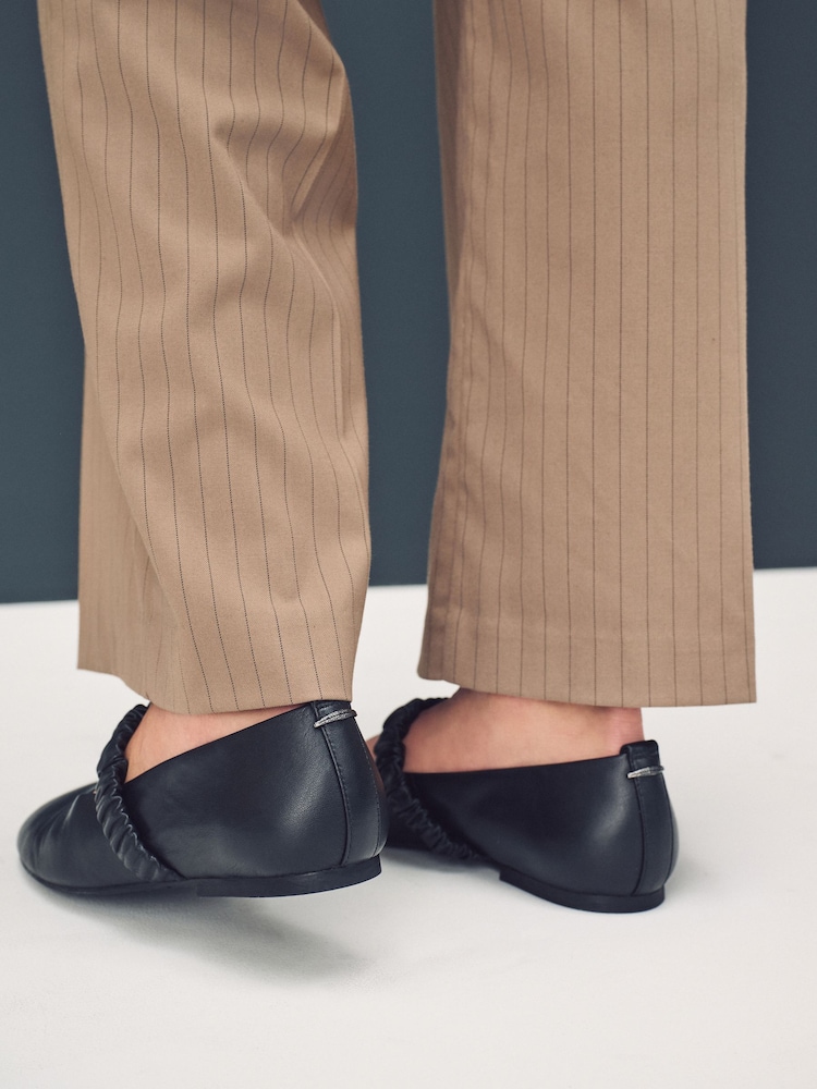 Black Standard Fit Forever Comfort® Premium Leather With Motionflex Ruched Mary Jane Shoes - Image 4 of 11