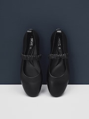 Black Standard Fit Forever Comfort® Premium Leather With Motionflex Ruched Mary Jane Shoes - Image 6 of 11