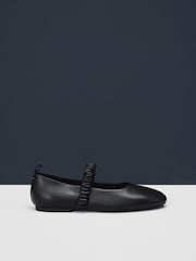 Black Standard Fit Forever Comfort® Premium Leather With Motionflex Ruched Mary Jane Shoes - Image 7 of 11