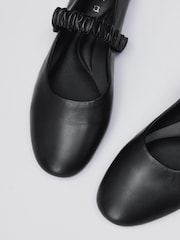 Black Standard Fit Forever Comfort® Premium Leather With Motionflex Ruched Mary Jane Shoes - Image 8 of 11