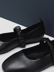 Black Standard Fit Forever Comfort® Premium Leather With Motionflex Ruched Mary Jane Shoes - Image 9 of 11