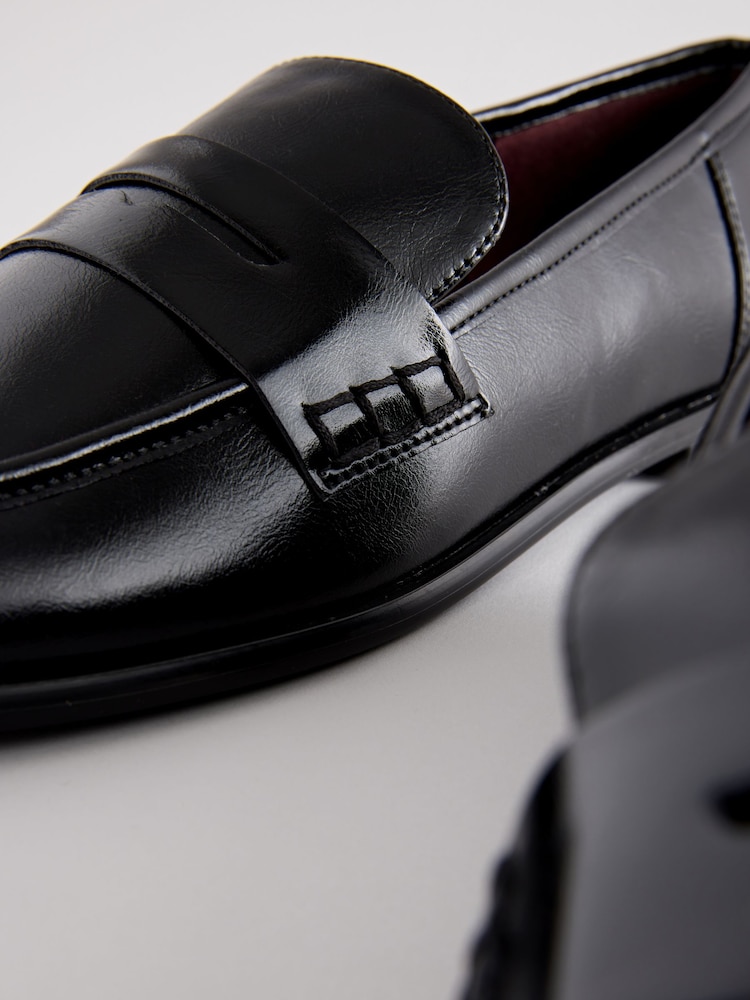 Black Standard Fit Forever Comfort® Slim Round Toe Penny Loafers - Image 10 of 10