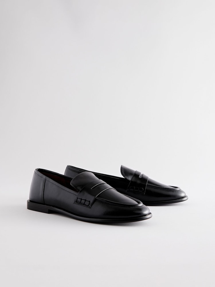 Black Standard Fit Forever Comfort® Round Toe Penny Loafers - Image 6 of 10