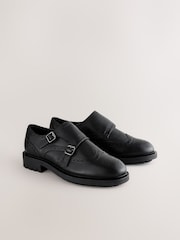 Black Forever Comfort® Leather Monk Shoes - Image 1 of 6