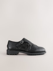 Black Forever Comfort® Leather Monk Shoes - Image 2 of 6