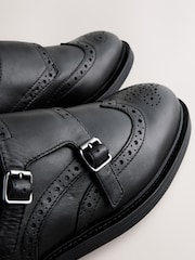 Black Forever Comfort® Leather Monk Shoes - Image 5 of 6