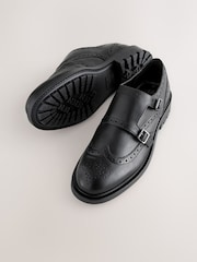 Black Forever Comfort® Leather Monk Shoes - Image 6 of 6