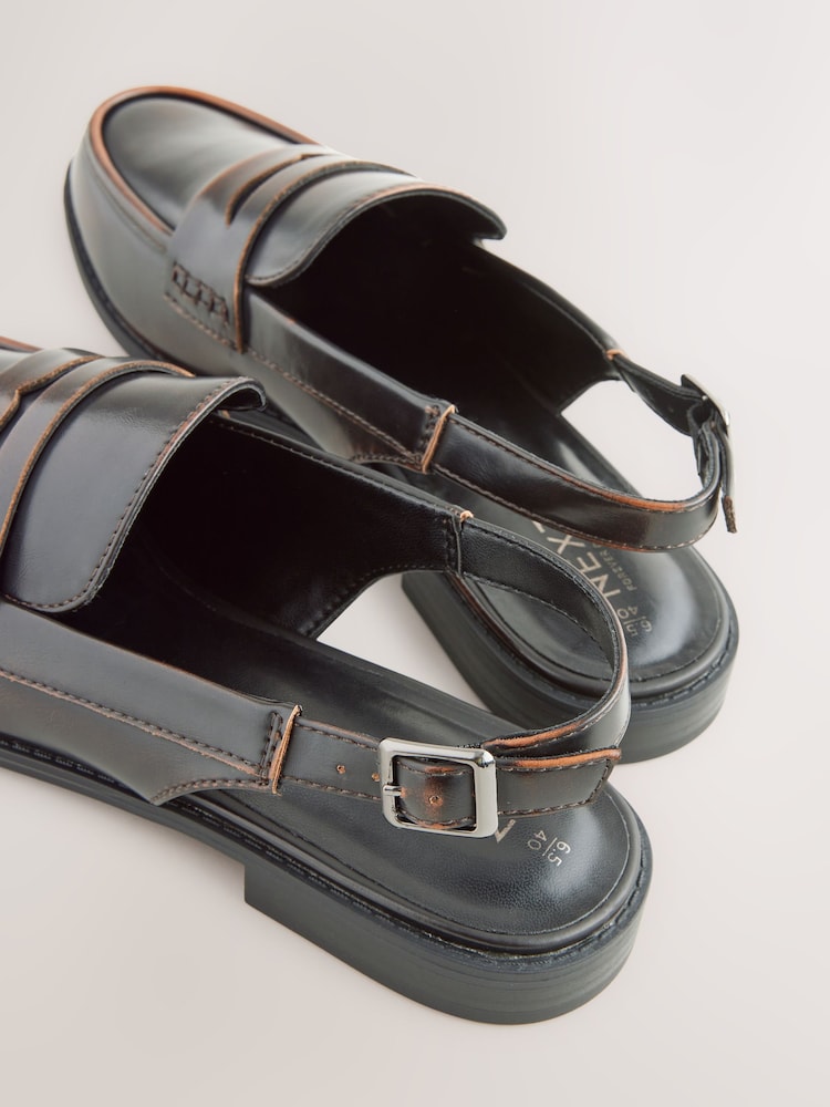 Brown Brush-Off Standard Fit Forever Comfort® Round Toe Slingback Loafers - Image 10 of 13