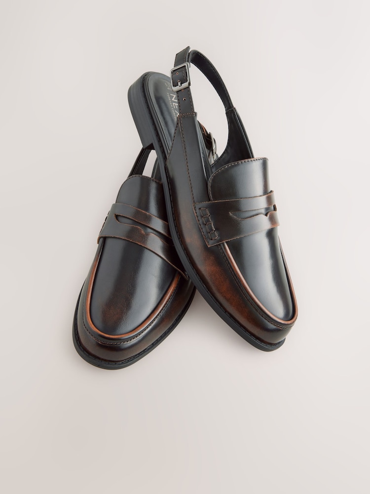 Brown Brush-Off Standard Fit Forever Comfort® Round Toe Slingback Loafers - Image 12 of 13