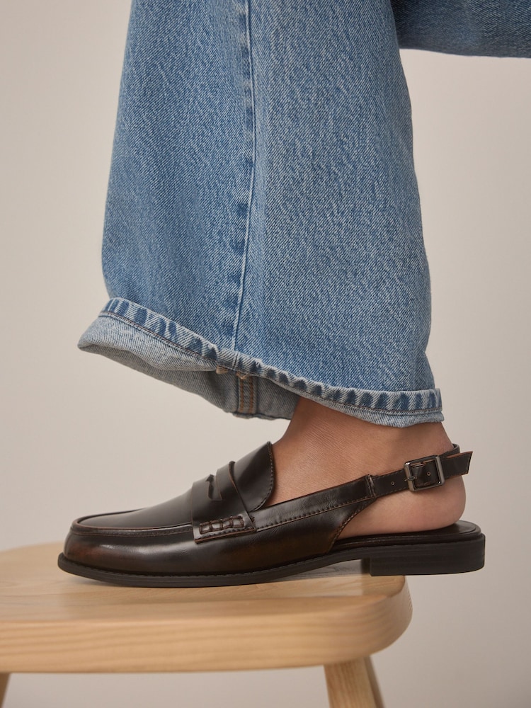 Brown Brush-Off Standard Fit Forever Comfort® Round Toe Slingback Loafers - Image 3 of 13