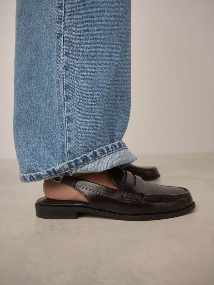 Brown Brush-Off Standard Fit Forever Comfort® Round Toe Slingback Loafers - Image 4 of 13