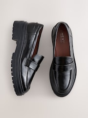Black Patent Standard/Wide Fit Forever Comfort® Chunky Loafers - Image 1 of 9