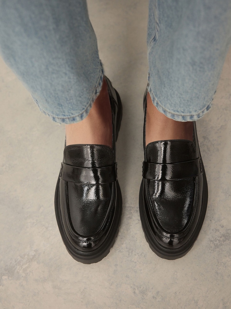 Black Patent Standard/Wide Fit Forever Comfort® Chunky Loafers - Image 4 of 9