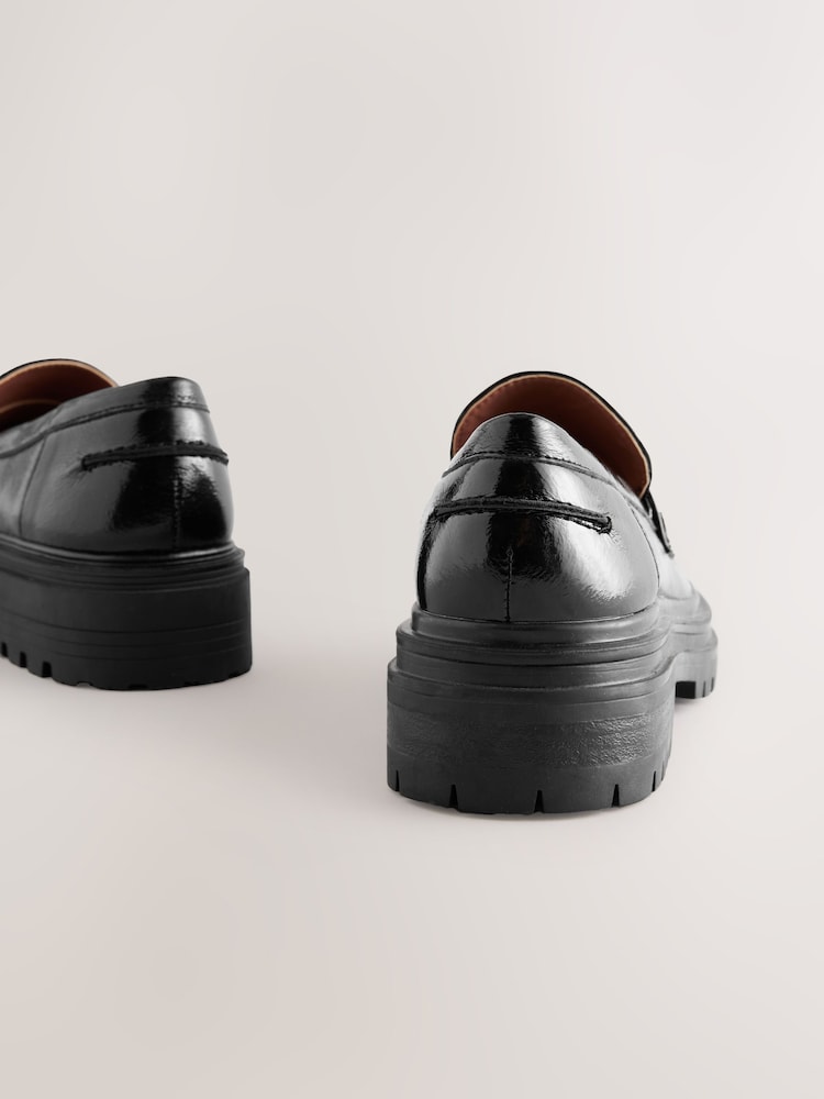 Black Patent Standard/Wide Fit Forever Comfort® Chunky Loafers - Image 8 of 9
