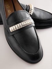 Black Standard Fit Forever Comfort® Leather Chain Detail Slim Loafers - Image 6 of 8
