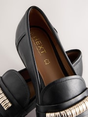 Black Standard Fit Forever Comfort® Leather Chain Detail Slim Loafers - Image 7 of 8