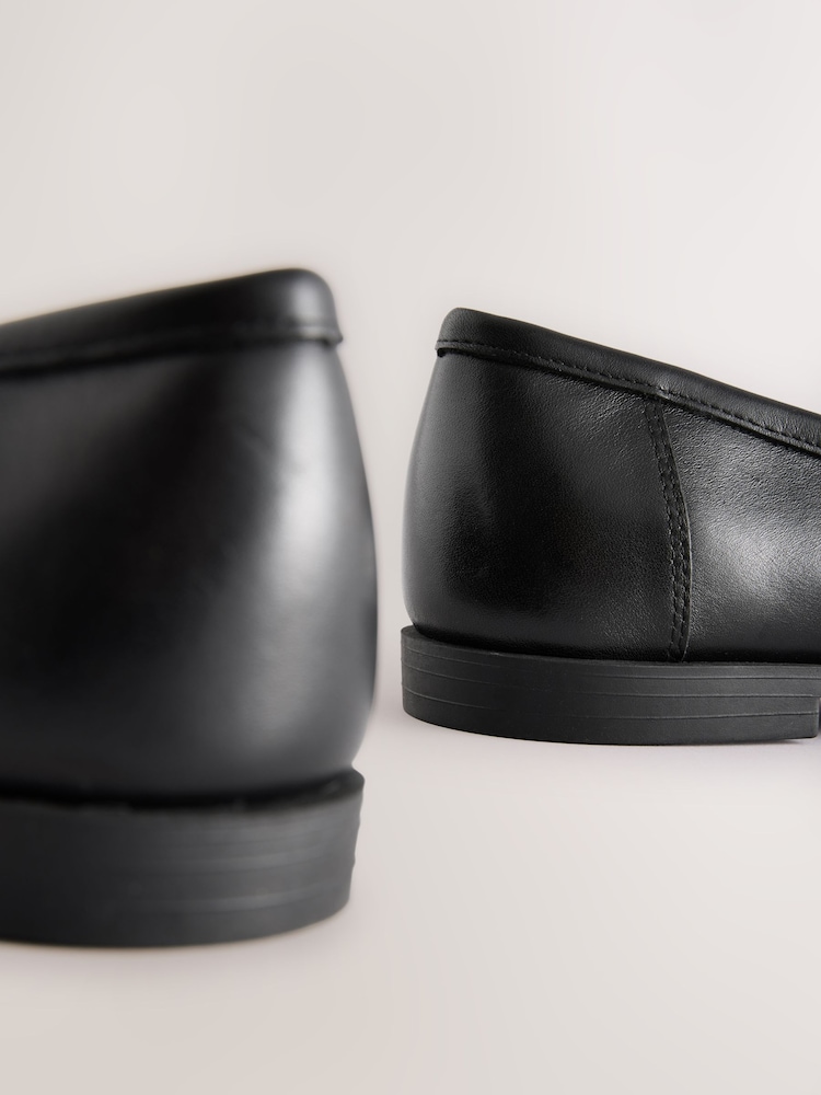 Black Standard Fit Forever Comfort® Leather Chain Detail Slim Loafers - Image 8 of 8