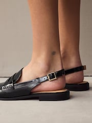 Black Standard Fit Forever Comfort® Round Toe Slingback Loafers - Image 4 of 9
