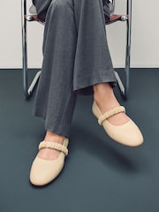 Bone Standard Fit Forever Comfort® Premium Leather With Motionflex Ruched Mary Jane Shoes - Image 1 of 13