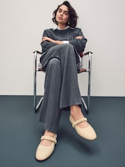 Bone Standard Fit Forever Comfort® Premium Leather With Motionflex Ruched Mary Jane Shoes - Image 3 of 13