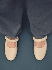 Bone Standard Fit Forever Comfort® Premium Leather With Motionflex Ruched Mary Jane Shoes - Image 4 of 13