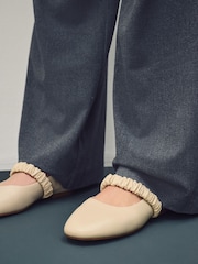 Bone Standard Fit Forever Comfort® Premium Leather With Motionflex Ruched Mary Jane Shoes - Image 6 of 13