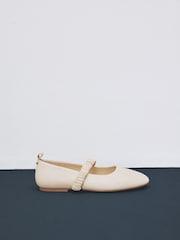 Bone Standard Fit Forever Comfort® Premium Leather With Motionflex Ruched Mary Jane Shoes - Image 9 of 13