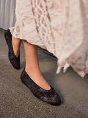 Animal Standard/Wide Fit Forever Comfort® Leather Round Toe Ballerinas - Image 1 of 6