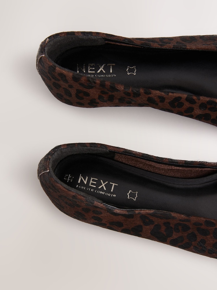 Animal Standard/Wide Fit Forever Comfort® Leather Round Toe Ballerinas - Image 10 of 10
