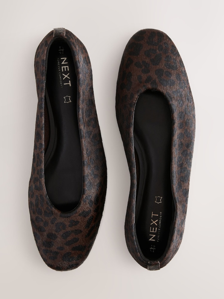 Animal Standard/Wide Fit Forever Comfort® Leather Round Toe Ballerinas - Image 5 of 6