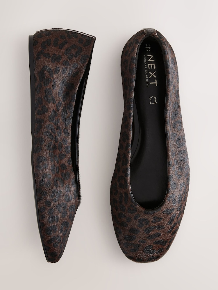Animal Standard/Wide Fit Forever Comfort® Leather Round Toe Ballerinas - Image 6 of 6