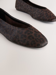 Animal Standard/Wide Fit Forever Comfort® Leather Round Toe Ballerinas - Image 8 of 10