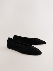 Black Suede Standard/Wide Fit Forever Comfort® Leather Round Toe Ballerinas - Image 1 of 8