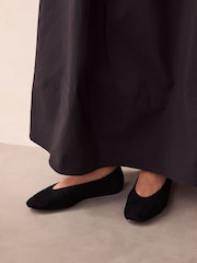 Black Suede Standard/Wide Fit Forever Comfort® Leather Round Toe Ballerinas - Image 3 of 8