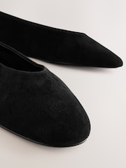 Black Suede Standard/Wide Fit Forever Comfort® Leather Round Toe Ballerinas - Image 7 of 8
