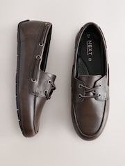Brown Standard Fit Forever Comfort® Leather Round Toe Slim Boat Shoes - Image 1 of 9