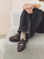 Brown Standard Fit Forever Comfort® Leather Round Toe Slim Boat Shoes - Image 2 of 9