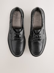 Black Standard Fit Forever Comfort® Leather Chunky Lace-Up Boat Shoes - Image 2 of 6