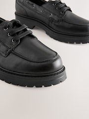 Black Standard Fit Forever Comfort® Leather Chunky Lace-Up Boat Shoes - Image 4 of 6
