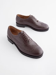 Burgundy Red Forever Comfort® Slim Leather Formal Brogue Lace Up Shoes - Image 1 of 7