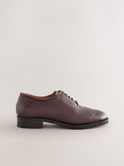 Burgundy Red Forever Comfort® Slim Leather Formal Brogue Lace Up Shoes - Image 3 of 7