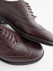 Burgundy Red Forever Comfort® Slim Leather Formal Brogue Lace Up Shoes - Image 4 of 7