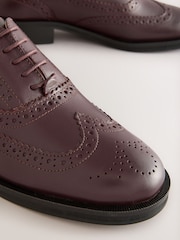 Burgundy Red Forever Comfort® Slim Leather Formal Brogue Lace Up Shoes - Image 5 of 7