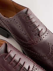 Burgundy Red Forever Comfort® Slim Leather Formal Brogue Lace Up Shoes - Image 6 of 7