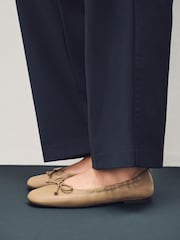 Camel Standard Fit Forever Comfort® Premium Leather With Motionflex Ruched Bow Ballerinas - Image 4 of 13