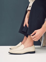 Bone Standard Fit Forever Comfort® Premium Leather With Motionflex Ruched Slim Loafers - Image 1 of 9