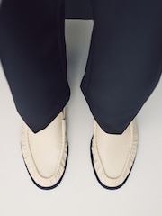 Bone Standard Fit Forever Comfort® Premium Leather With Motionflex Ruched Slim Loafers - Image 4 of 9