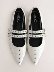 White Standard Fit Forever Comfort® Point Toe Stud Mary Jane Shoes - Image 10 of 13